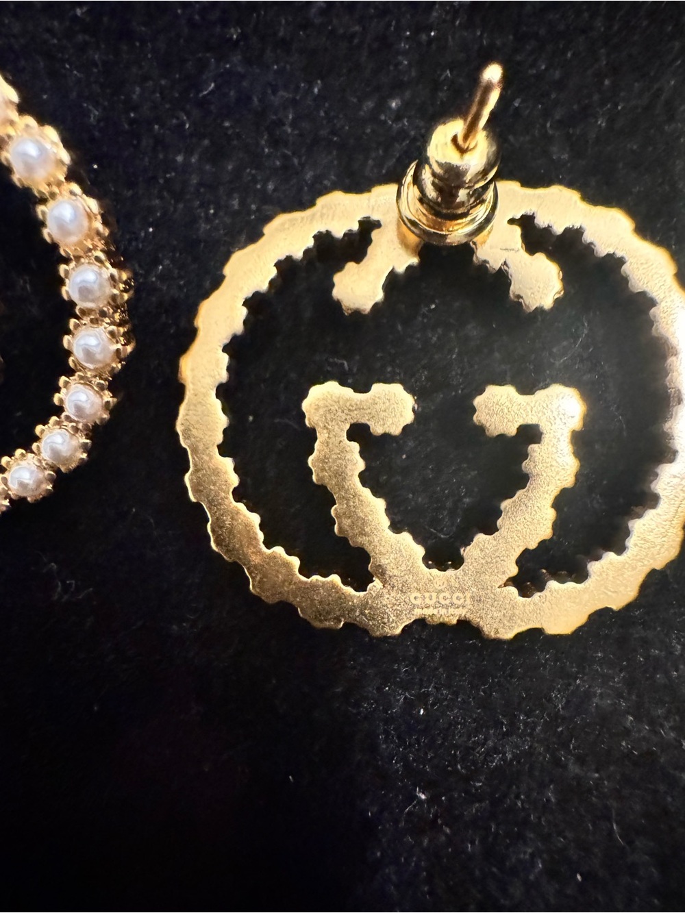 Gucci Gold Crystal Double-G Floral Circle Studs - Picture 4 of 6
